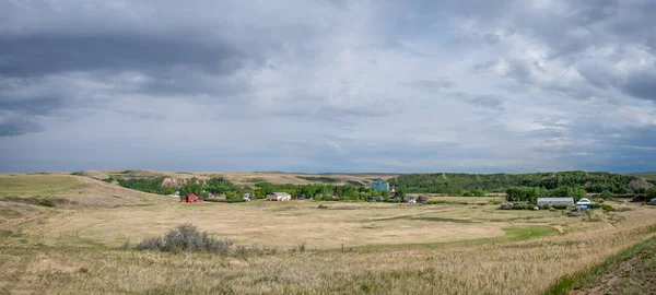 Panoramautsikt Över Den Lilla Staden Rosebud Alberta — Stockfoto