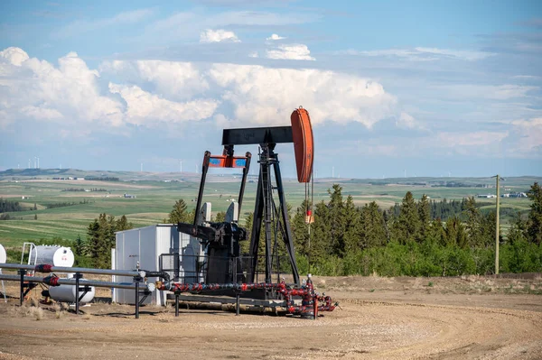 Beynon Alberta Junio 2022 Pumpjacks Trabajando Los Campos Petrolíferos Alberta — Foto de Stock