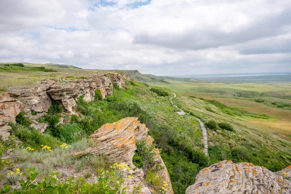 Vistas Head Smashed Buffalo Saltar Patrimonio Humanidad Sur Alberta Canadá — Foto de Stock