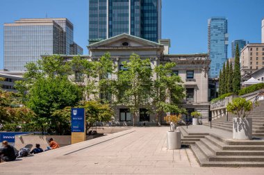 Vancouver, British Columbia - July 23, 2022: Exterior of the beautiful Vancouver Art Gallery in summer.