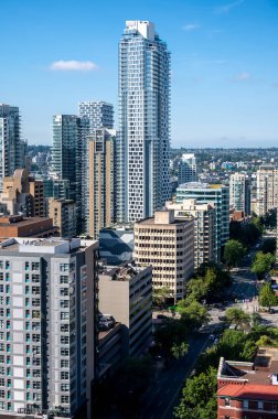 Vancouver, British Columbia - July 24, 2022: Beautiful condominium towers in downtown Vancouver.