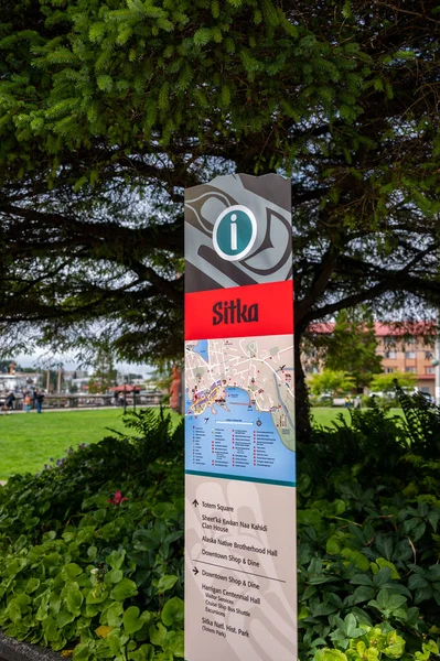 Sitka Alaska July 2022 View Sitka Map Sign Downtown Sitka — Stock fotografie