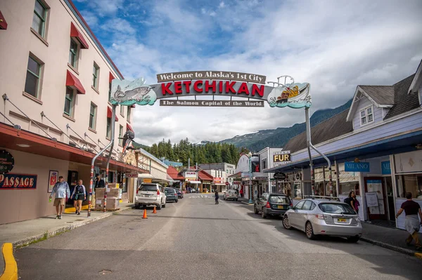 Ketchikan Alaska July 2022 Views Historic Wooden Buildings Popular Cruise — Stok fotoğraf