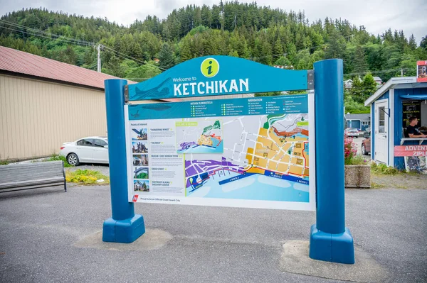 Ketchikan Alaska July 2022 Sign Map Ketchikan Showing Directions Cruise — Stock fotografie