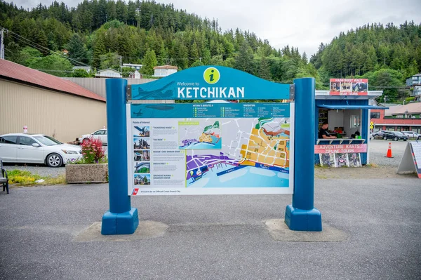Ketchikan Alaska July 2022 Sign Map Ketchikan Showing Directions Cruise — Stock Photo, Image