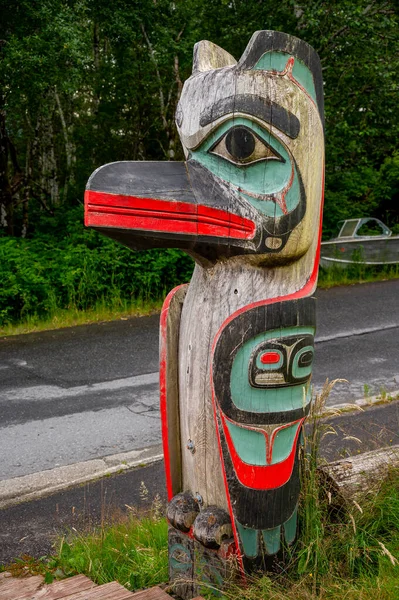 Saxman Alaska July 2022 Tlinget Totem Poles Long House Traditional — 图库照片