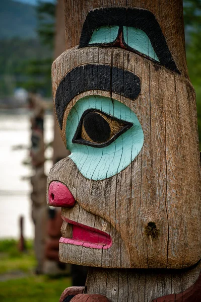 Saxman Alaska July 2022 Tlinget Totem Poles Long House Traditional — 图库照片