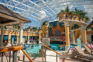 British Columbia - July 30, 2022:  Solarium ool deck on the Serenade of th Seas.