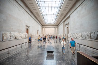 London, UK - August 19, 2022: Exhibits from classical Greece inside the famous British Muesum in London.