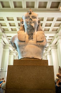 London, UK - August 19, 2022: egyptian exhibits inside the famous British Muesum in London.