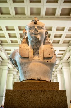 London, UK - August 19, 2022: egyptian exhibits inside the famous British Muesum in London.