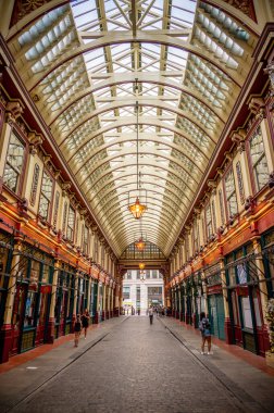 London, UK - August 21, 2022: Inside London's amazing Leadenhall Market before business open.