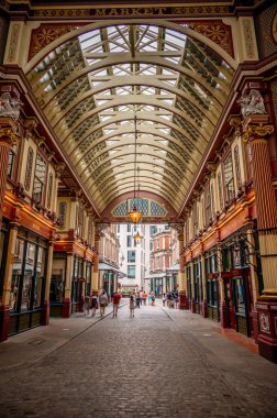 London, UK - August 21, 2022: Inside London's amazing Leadenhall Market before business open.