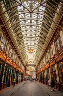 London, UK - August 21, 2022: Inside London's amazing Leadenhall Market before business open.