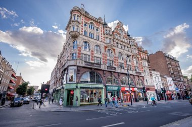 London, Uk - August 21, 2022: Beautiful buildings on Tottenham Court Road in the evening,