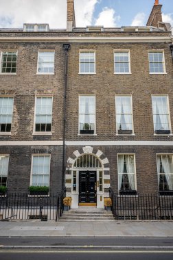 London, UK - August 21, 2022: Exterior of residential buildings on Bloomsbury Street.