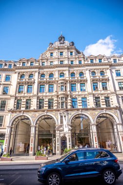 London, UK - August 23, 2022: Facades of grand building on Regent Stree  in London, the UK's grand capital.