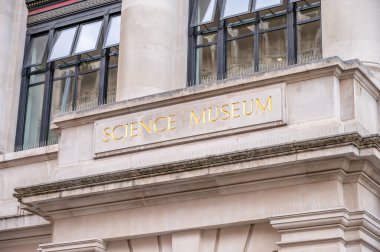 London, UK - August 24, 2022: Exterior facade and sign of the Science Museum in London.