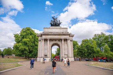 London, UK - August 24, 2022: The beautiful Wellington Arch in London during summer.