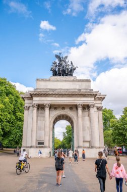 London, UK - August 24, 2022: The beautiful Wellington Arch in London during summer.
