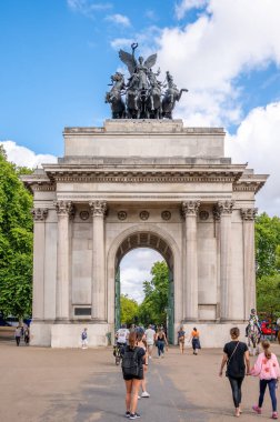 London, UK - August 24, 2022: The beautiful Wellington Arch in London during summer.