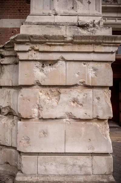 Exterior Detail World War Bomb Damage Victoria Albert Museum Kensington — Stock Photo, Image