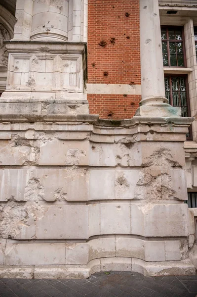 Exterior Detail World War Bomb Damage Victoria Albert Museum Kensington — Stock Photo, Image