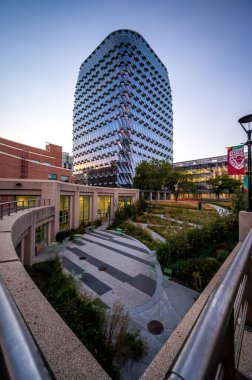 Calgary, Alberta - 25 Eylül 2022: Calgary Kampüsü 'ndeki yeni MacKimmie Kulesi' nin dışı.