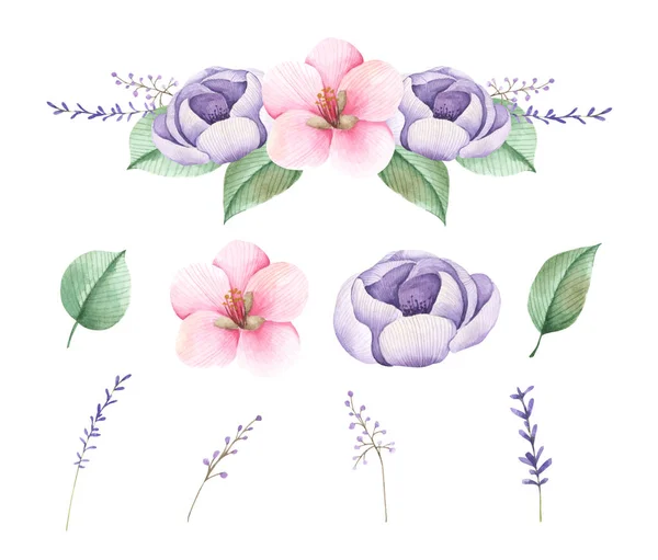 꽃송이들 스타일의 배경에 고립되어 있습니다 낭만적 꽃무늬 — 스톡 사진