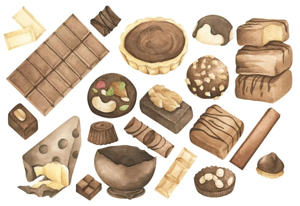 Chokladask Isolerad Vit Bakgrund Akvarell Illustration — Stockfoto