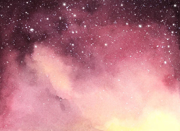 宇宙背景 星とカラフルな水彩銀河や夜空 — ストック写真