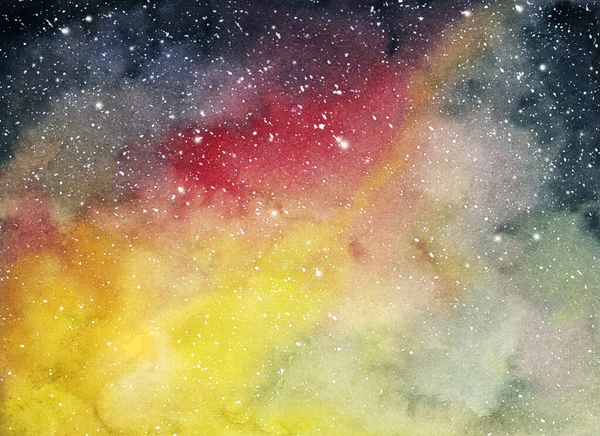 Kosmische Achtergrond Kleurrijke Aquarel Sterrenstelsel Nachtelijke Hemel Met Sterren — Stockfoto