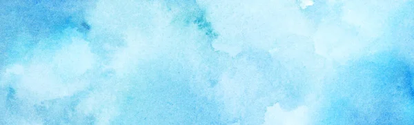 Hand Painted Watercolor Blue Background Abstract Cloudy Sky Concept Color — 图库照片