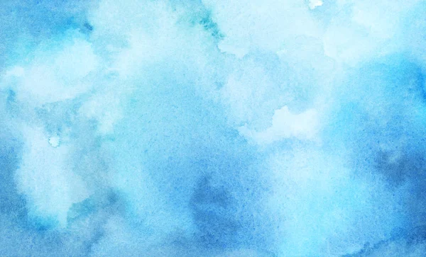 Hand Painted Watercolor Blue Background Abstract Cloudy Sky Concept Color — Stock Fotó