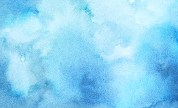 Hand painted watercolor blue background with abstract cloudy sky concept with color splash design. Texture grunge, soft fog.