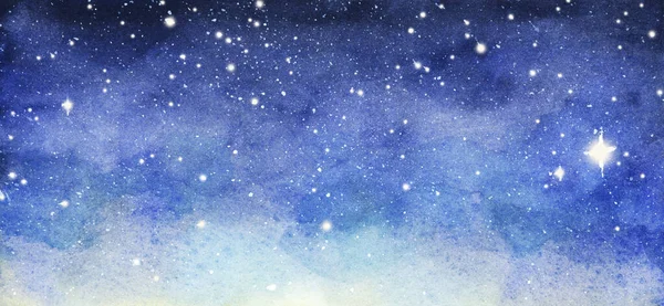 Acuarela Cielo Nocturno Fondo Con Estrellas — Foto de Stock