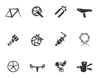 Bicycle part icons series in single color clipart