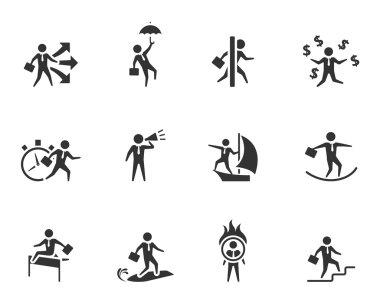 tek renkli çeşitli etkinliklerle işadamı simgesi