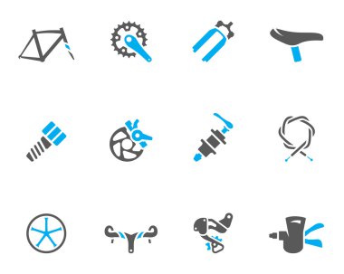 Bicycle part icons series in duo tone colors. clipart