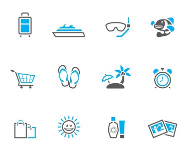Icon set ikilisi rengi tarzı seyahat.