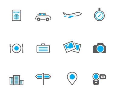 série de ícone viagens no estilo de cor Duotônico