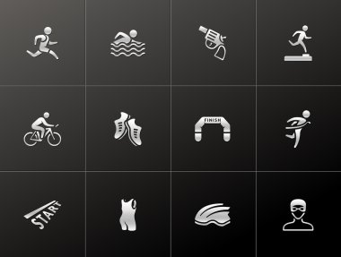 Triathlon icon series in single color clipart