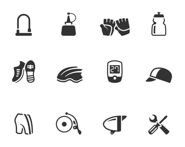Bicycle accessories icons series in single color — Stock Vector
