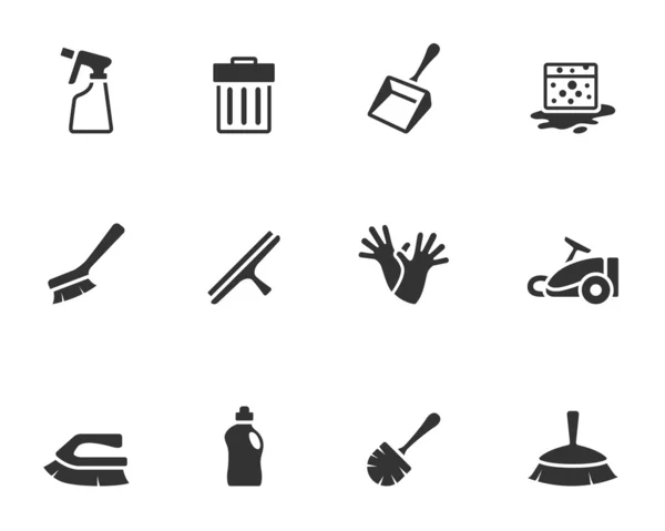 Série de ícones de ferramenta de limpeza em única cor . — Vetor de Stock