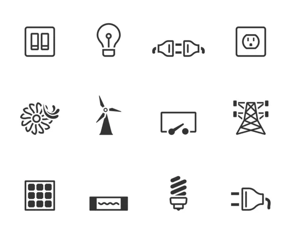 Elektriciteit pictogrammen in één kleuren — Stockvector