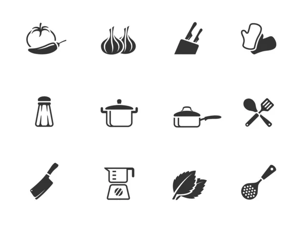 Iconos de cocina en un solo color . — Vector de stock