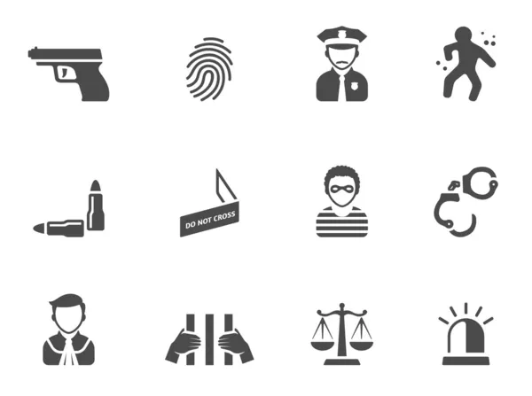 Brottslighet ikoner i svart & vit — Stock vektor