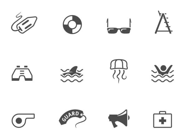 Lifeguard icons in black & white. — Stock Vector