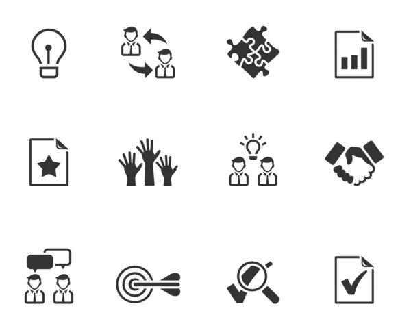 Serie de iconos de gestión en blanco y negro — Vector de stock