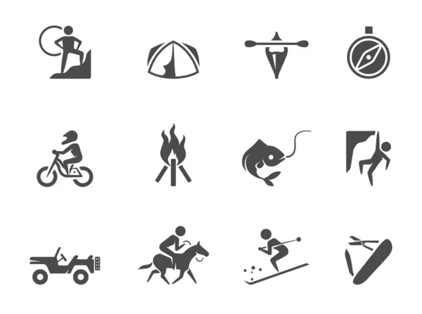 Outdoor icons in black & white — Stock Vector